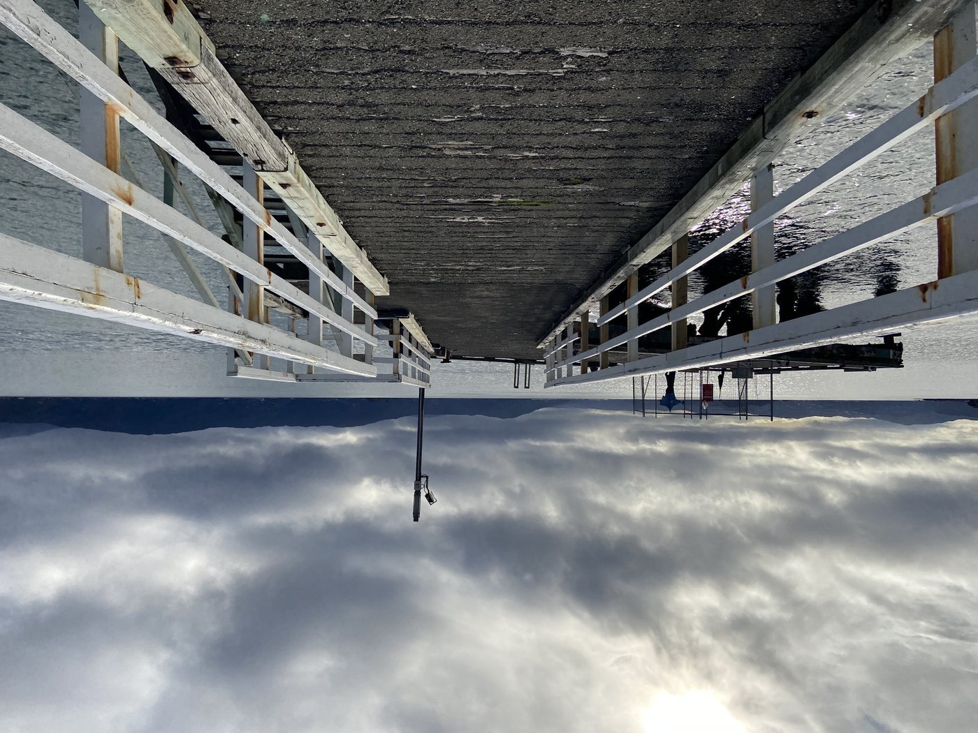 Looking along the underside of a wharf